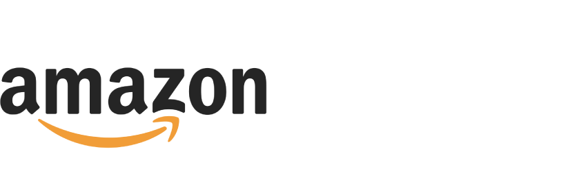 The image features an orange arrow pointing to the right, shaped like a curved arrow, next to the Amazon logo with black text.