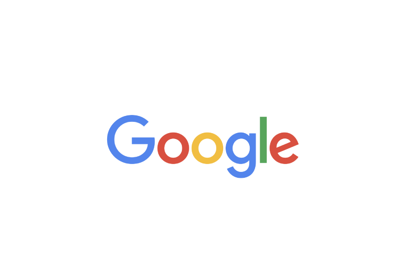 Google logo with colorful letters on a black background.