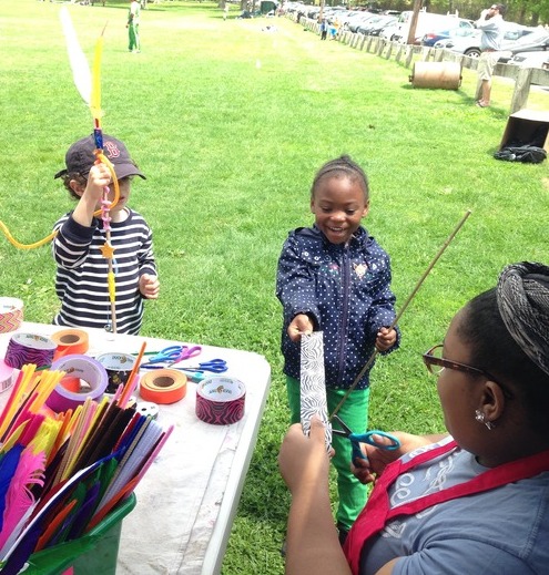 Here I am helping out to two very excited magic wand makers. 