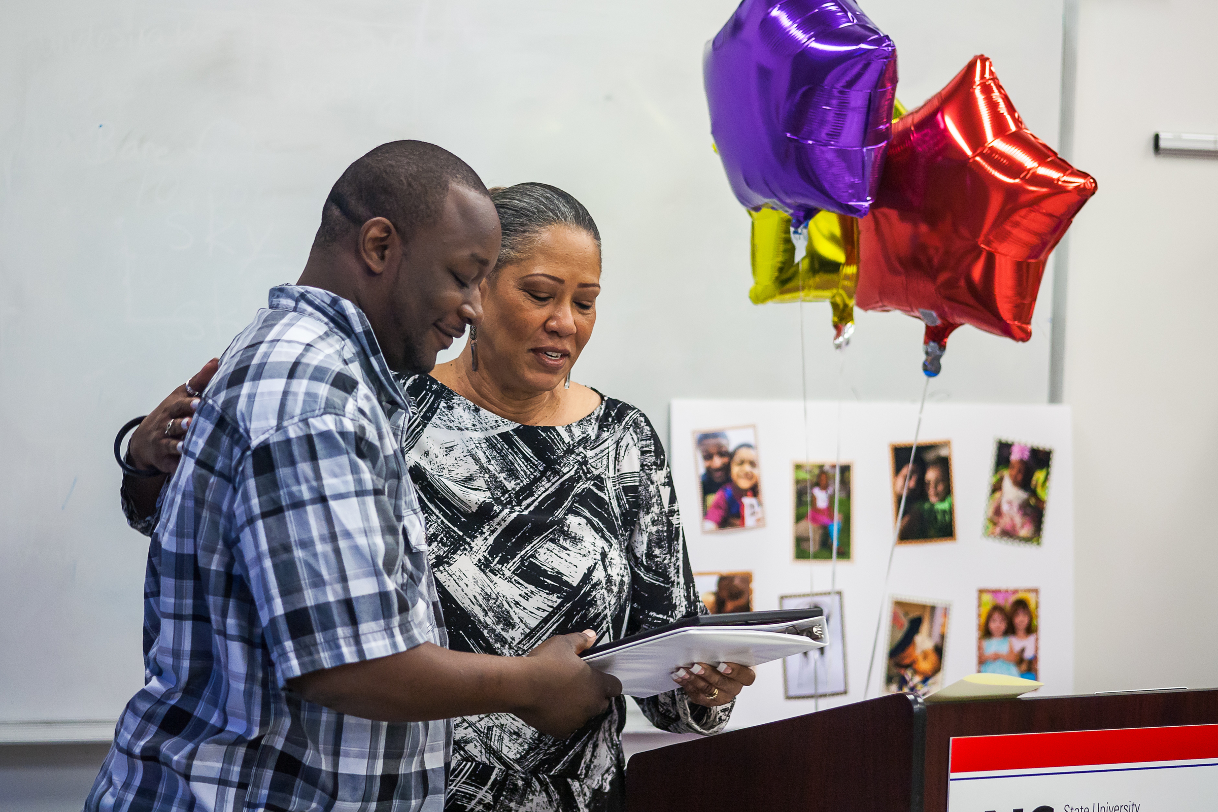 A graduate receives his certificate