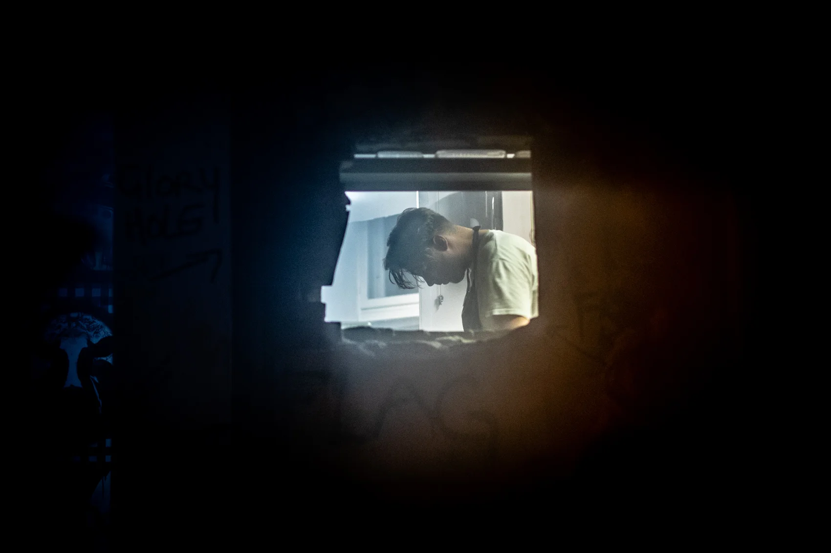 Watching chef through a hole in the wall at Punk Royale
