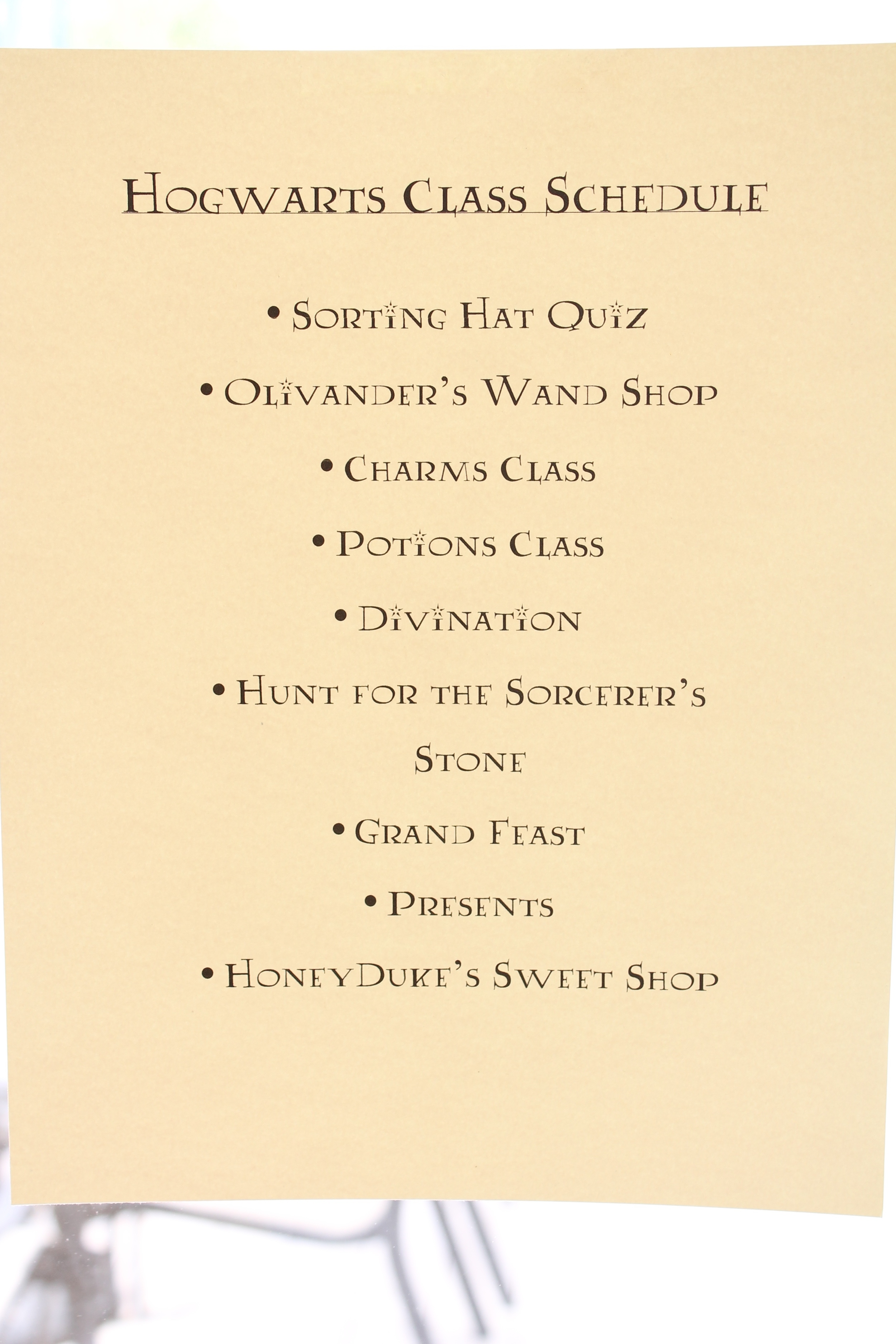 Hogwarts Class Schedule