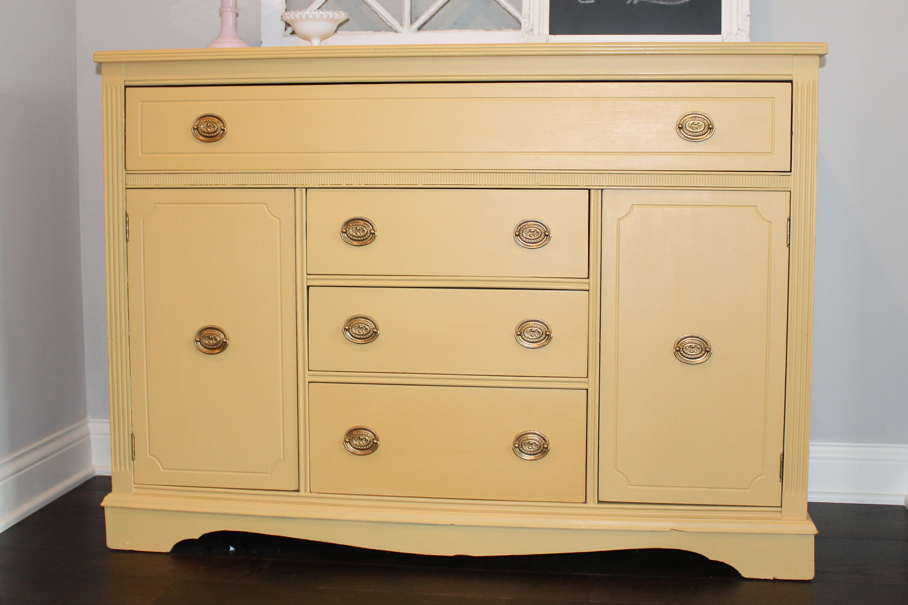 Yellow Sideboard with Miss Mustard Seed Milk Paint
