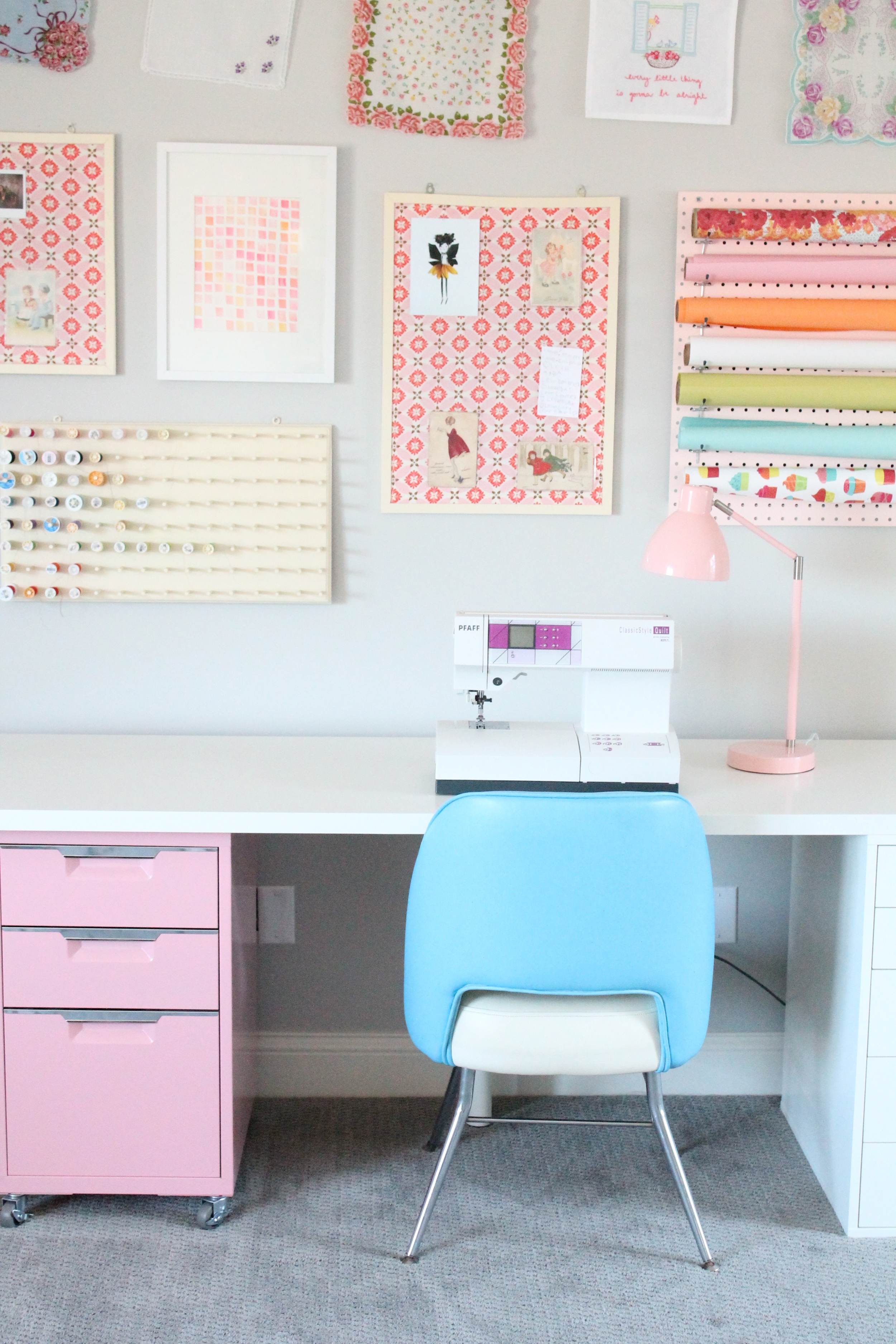Family Craft Studio. Love how everyone in the family can share this creative space. A perfect craft room for sewing, scrapbooking, wrapping presents or just reading a book.