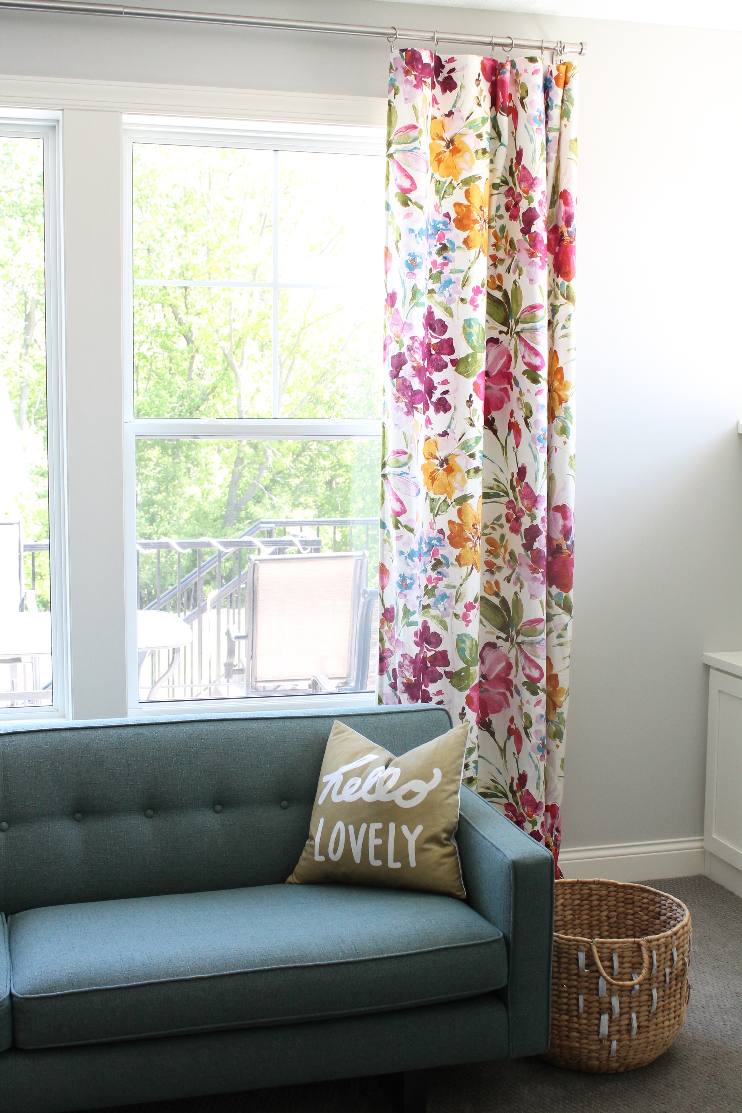 Beautiful Watercolor floral curtains. Fabric is called Paint Palette Punch from Tonic Living.