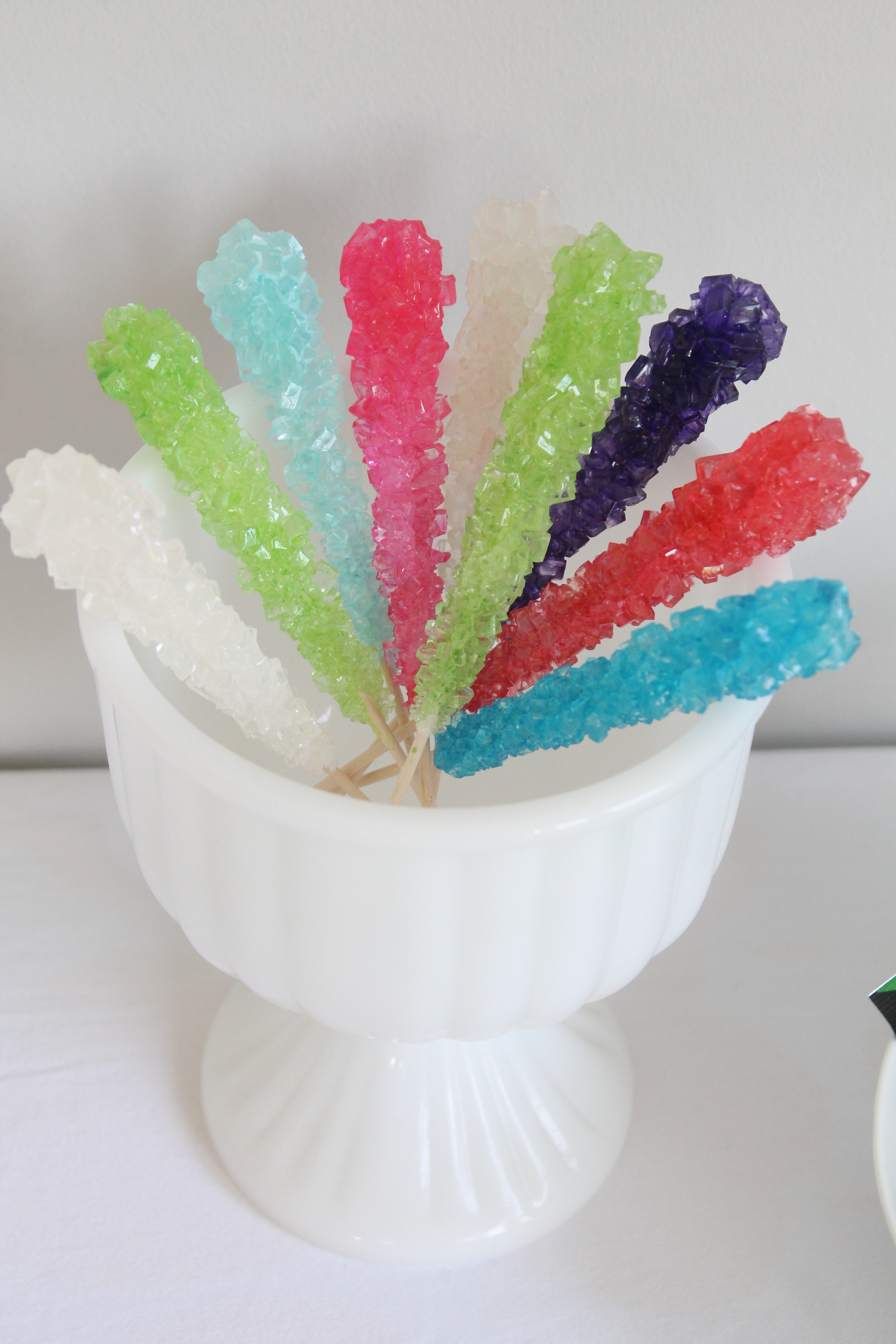 Old Fashioned Rock candy for a rock birthday party.