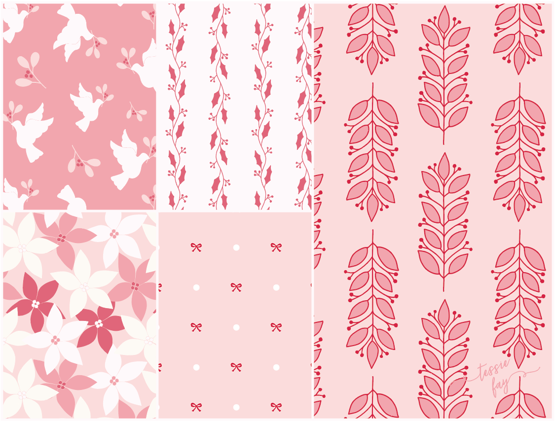 Christmas Wrapping Paper Collection by Tessie Fay. Christmas in Pink