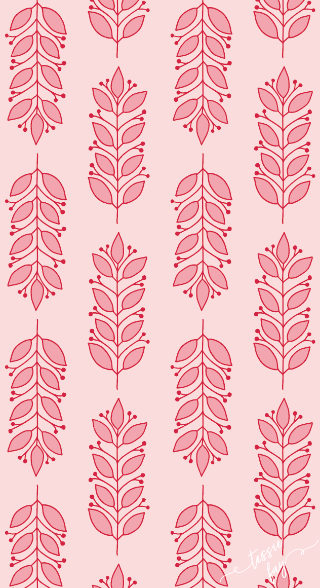 Pink Leaves Wrapping Paper