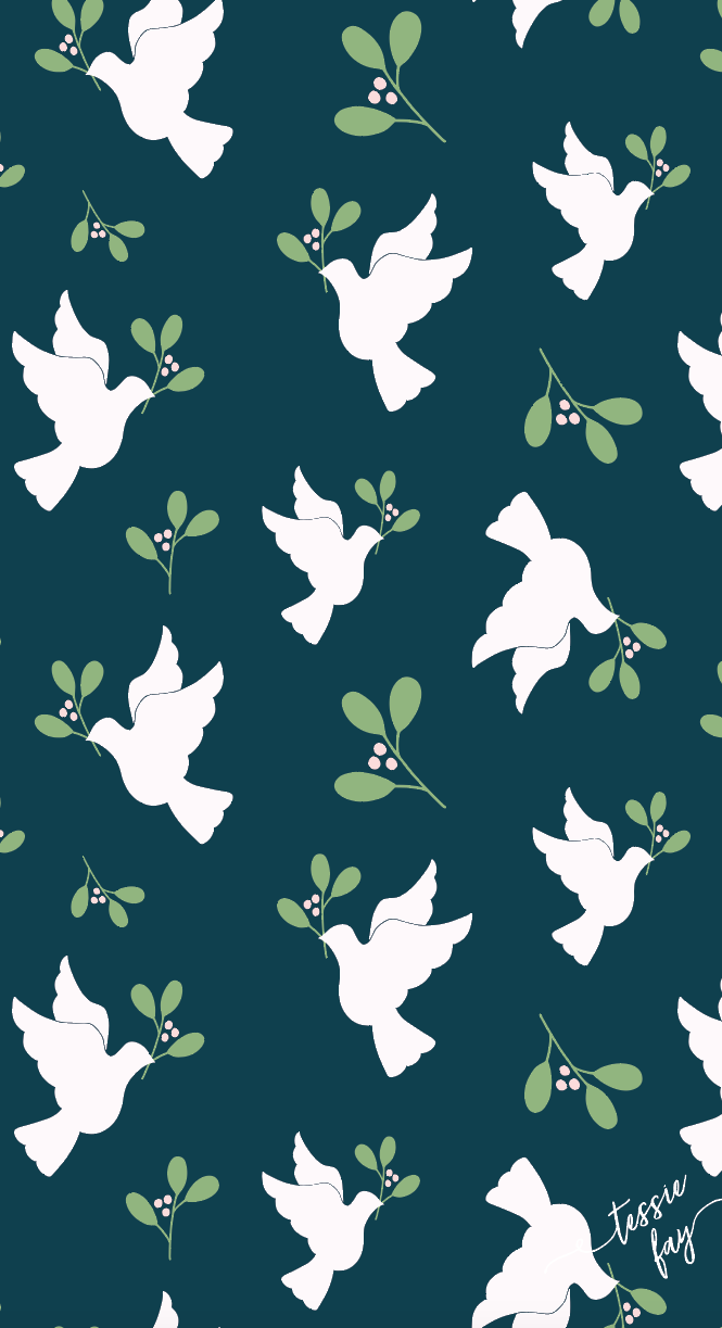 Doves in Green Wrapping Paper