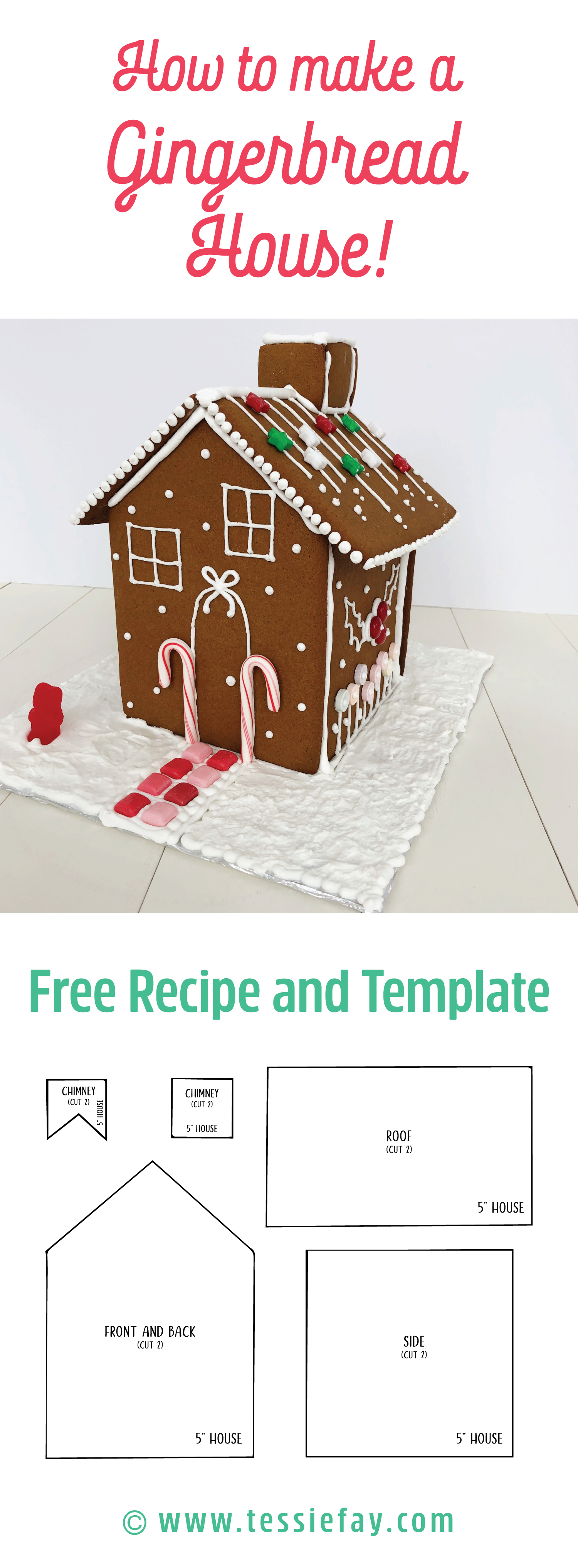 How to make a gingerbread house from scratch. Free template and recipe to create your very own gingerbread house.