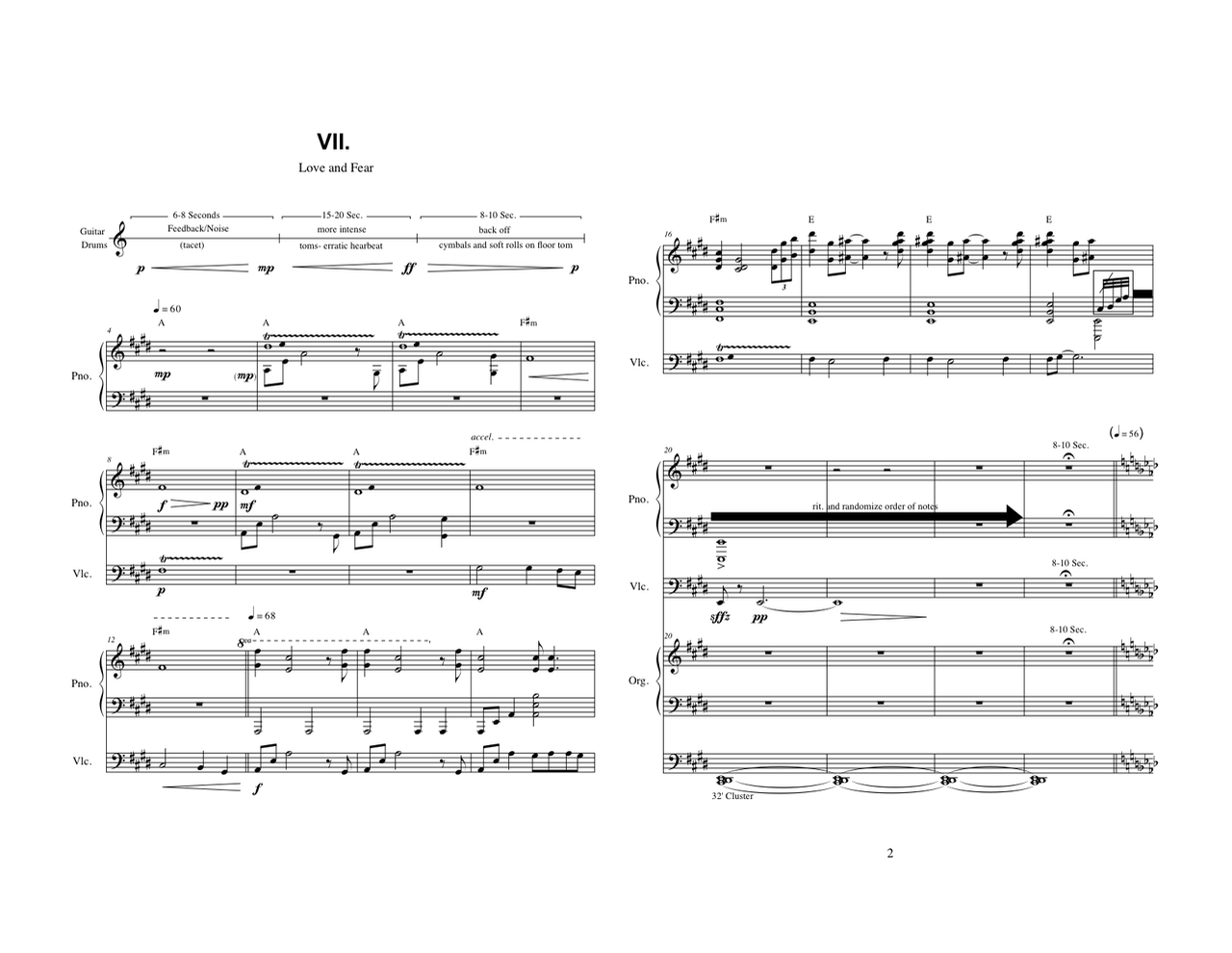 Overshadowed, Mvt. VII (piano, cello, organ, drumset, electric guitar)