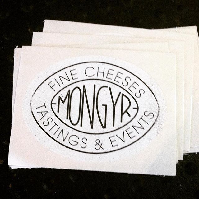 Custom decals for #mongyr fine cheeses, tastings and events #printweiser #cheese #stickers #sticky #stickerprinter
