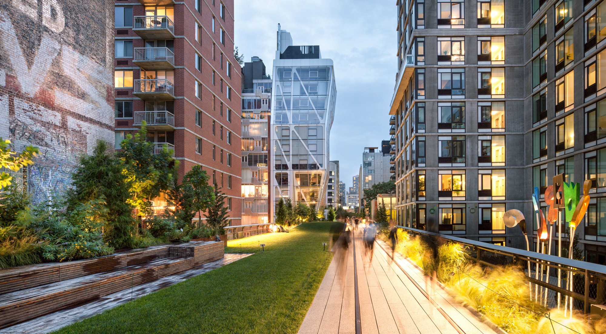New York City’s High Line is an elevated section of a disused New York City Railroad tracks on the Lower West Side of Manhattan. The tracks have since been converted into a public park. The project spurred real estate development in the neighborhoods that lie along the High Line.