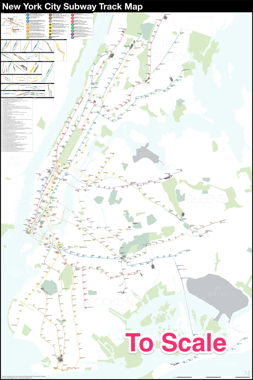 To Scale New York Subway Map