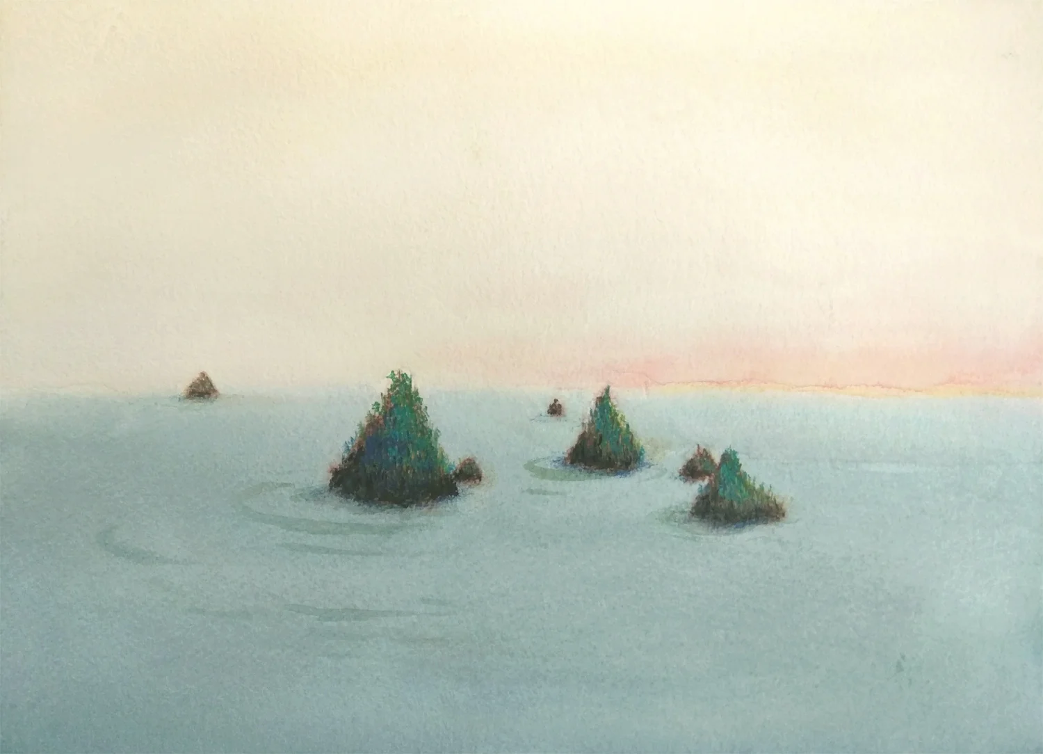 dawn, flat sea
