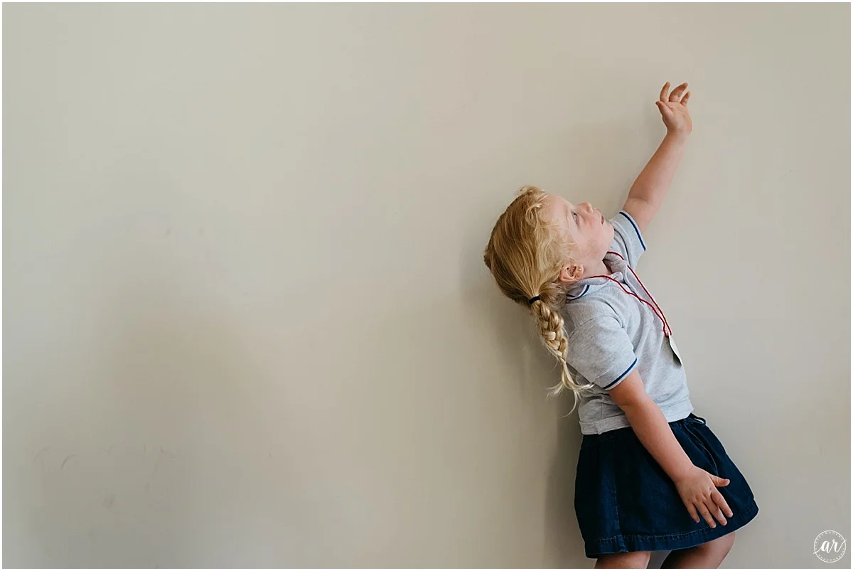 Folks, we've lost our guest blogger to Paw Patrol. So I'm going to take over until I can bribe her to get back over here and help me finish this thing. I wanted to take a nice, beautiful portrait of Maddie on her first day of school. Fail...