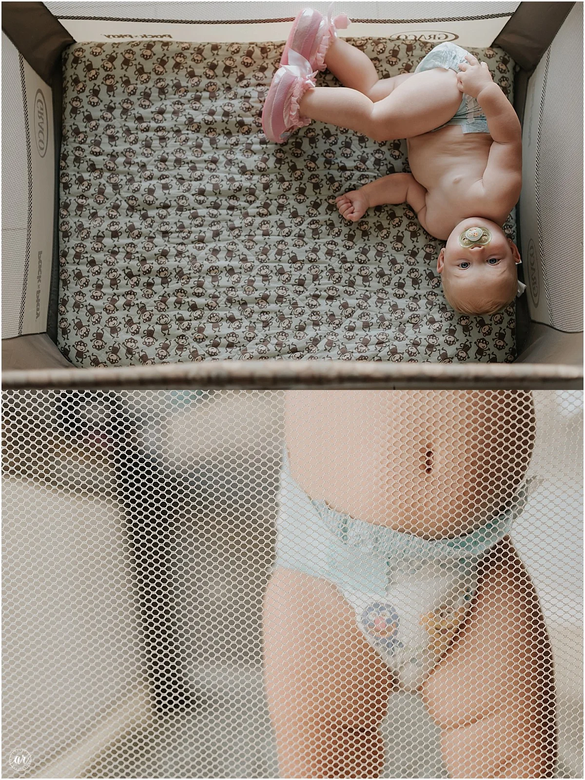 Upside down Kenzie! She's upside down. And that's her stinky, stinky, little tiny butt!