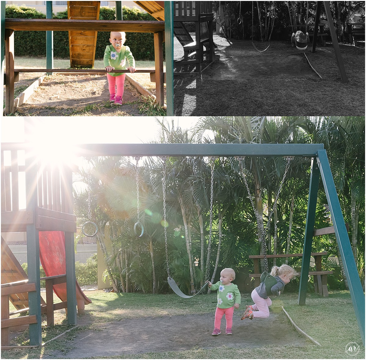 Parque. Let's go to the park! We went to the park. We went on the swing! We played on the slide. And then we played soccer!