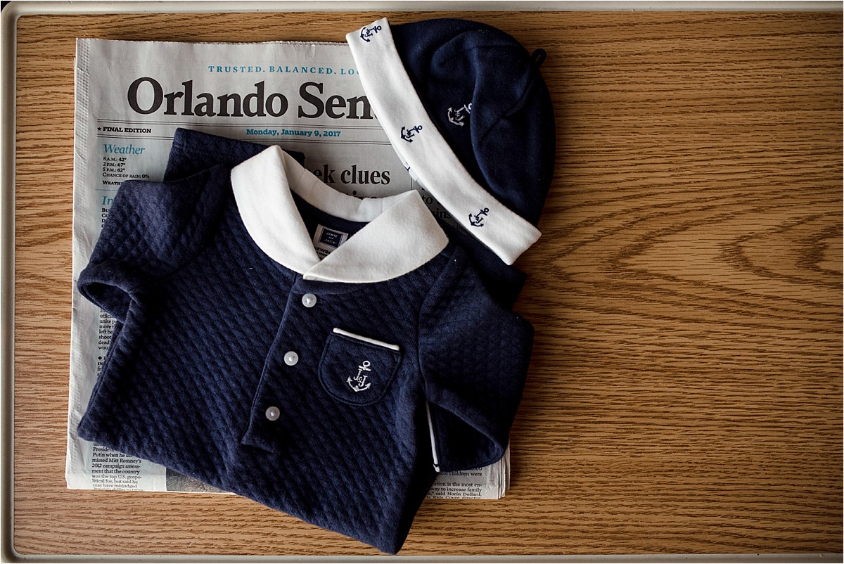 Orlando newborn hospital photography fresh 48 newspaper and baby boy outfit