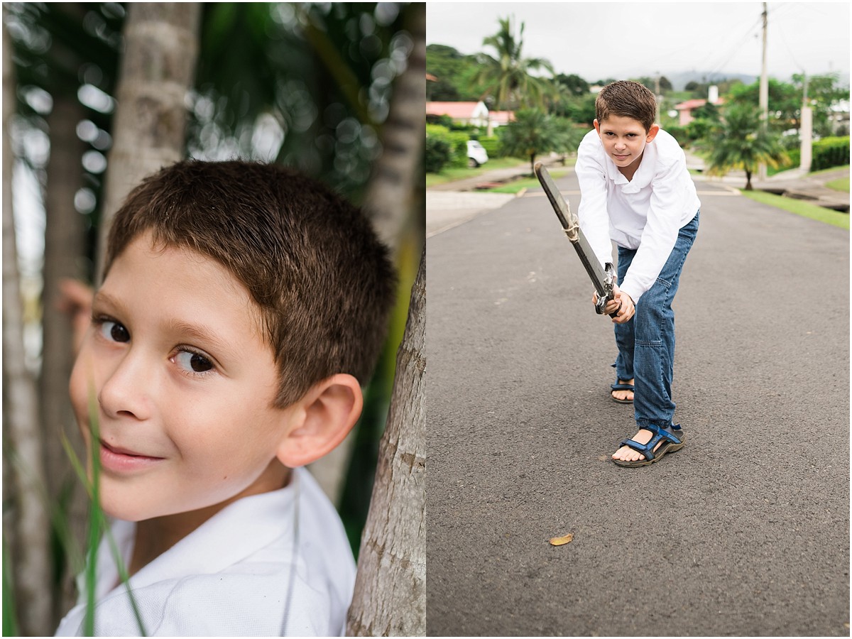 little boy playing with sword in Costa Rica