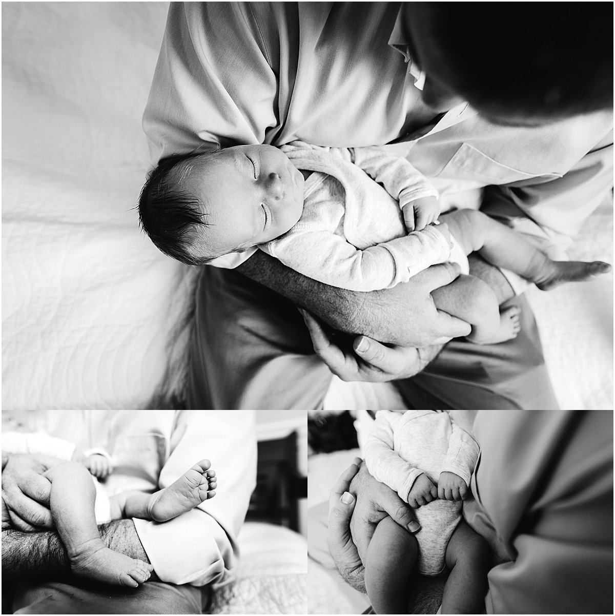 baby boy sleeping in dad's arms | central florida newborn photography