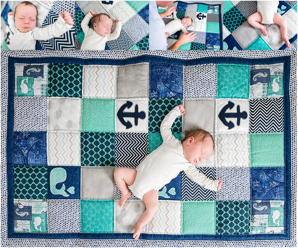 Sleeping newborn baby boy on a quilt | Orlando newborn photographer