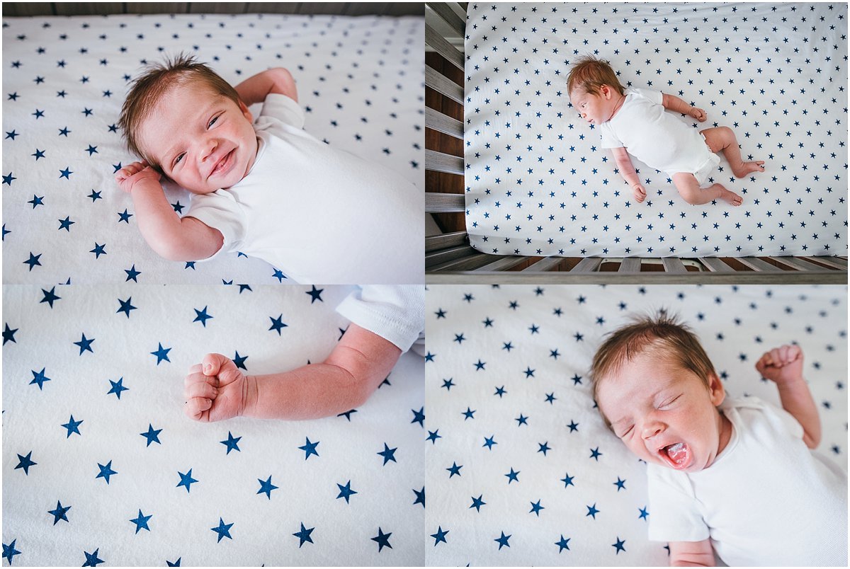 newborn baby boy in his crib