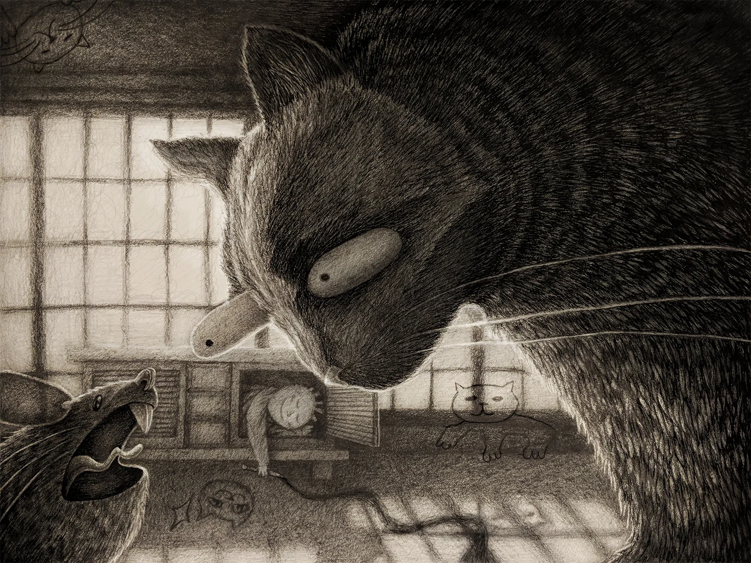 Boy Who Drew Cats - 2019 Graphite, Micron Pen, And Photoshop