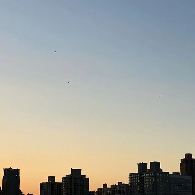 two 🚁 and a ✈️ #nyc #skyline #sunset