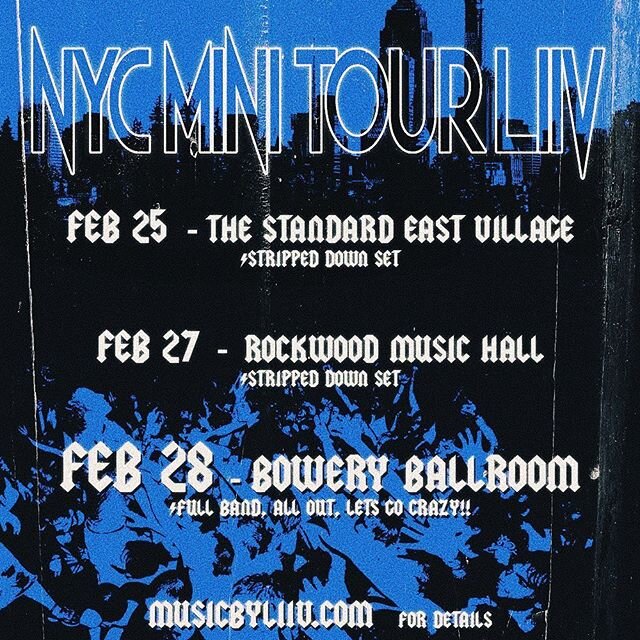 i&rsquo;m so excited to be playing nyc shows this month!! come say hellooo 🤍 link for tickets in bio 
Feb 25 - The Standard East Village (rsvp required, dm me &amp; I&rsquo;ll put you on the list) 
Feb 27 - Rockwood Music Hall 
Feb 28 - Bowery Ballr