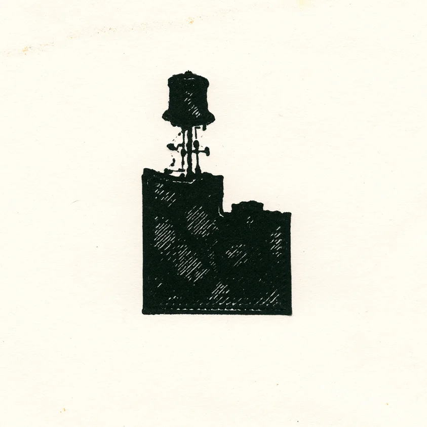 Relief print from a 3D printed matrix by Amy Laughlin.