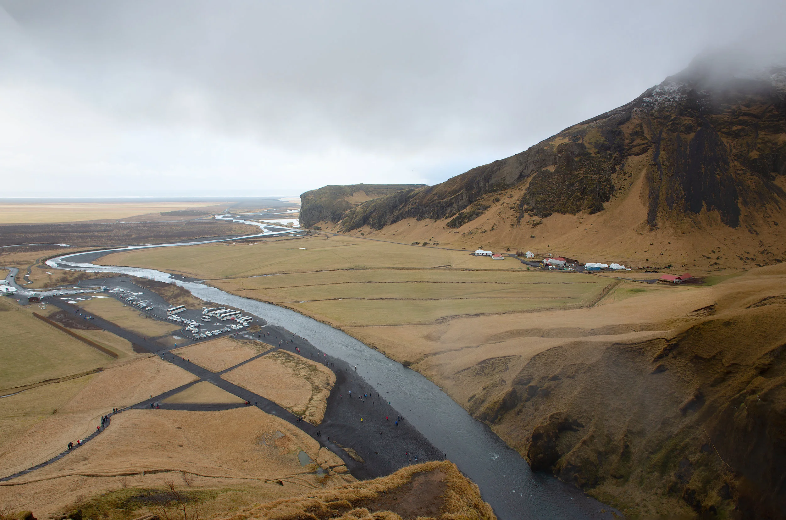 Looking southwest from Seljalandsfoss Waterfall, Iceland