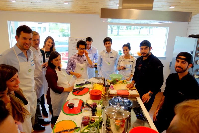 We go around introducing ourselves and rating our cooking skills from 1-10.
