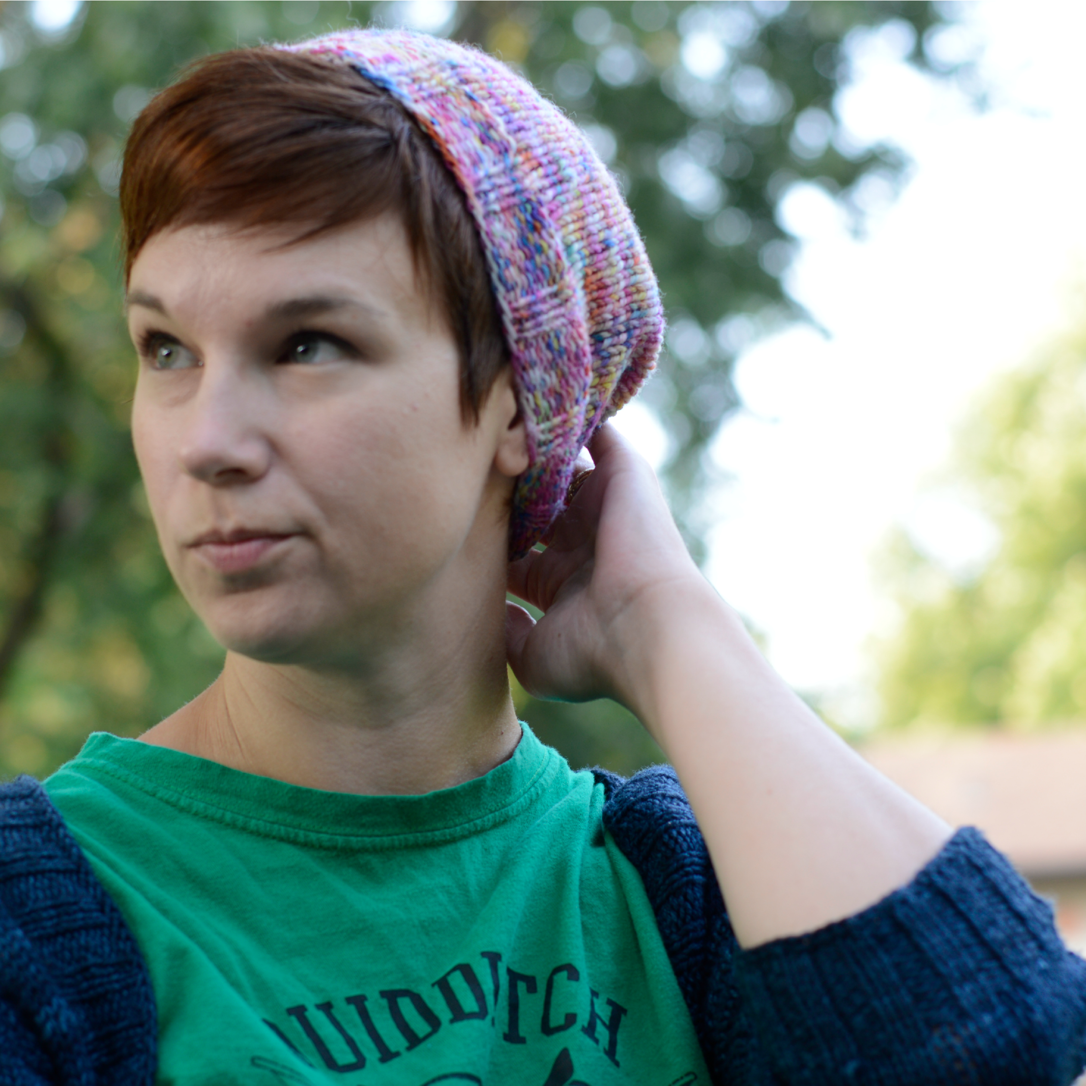 I borrowed my daughter's barley hat to see if i could pull off the slouchy hat look.