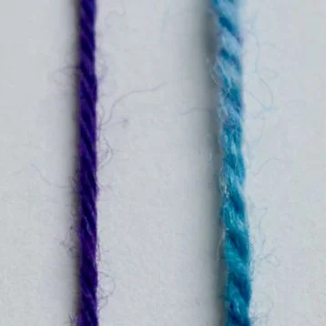  On the left is prime, on the right is 2 ply shimmer. the shimmer is not a tightly plied as the prime as you can see with the pillows. a tightly plied yarn will wear better in the long run than one that is loosely plied. 