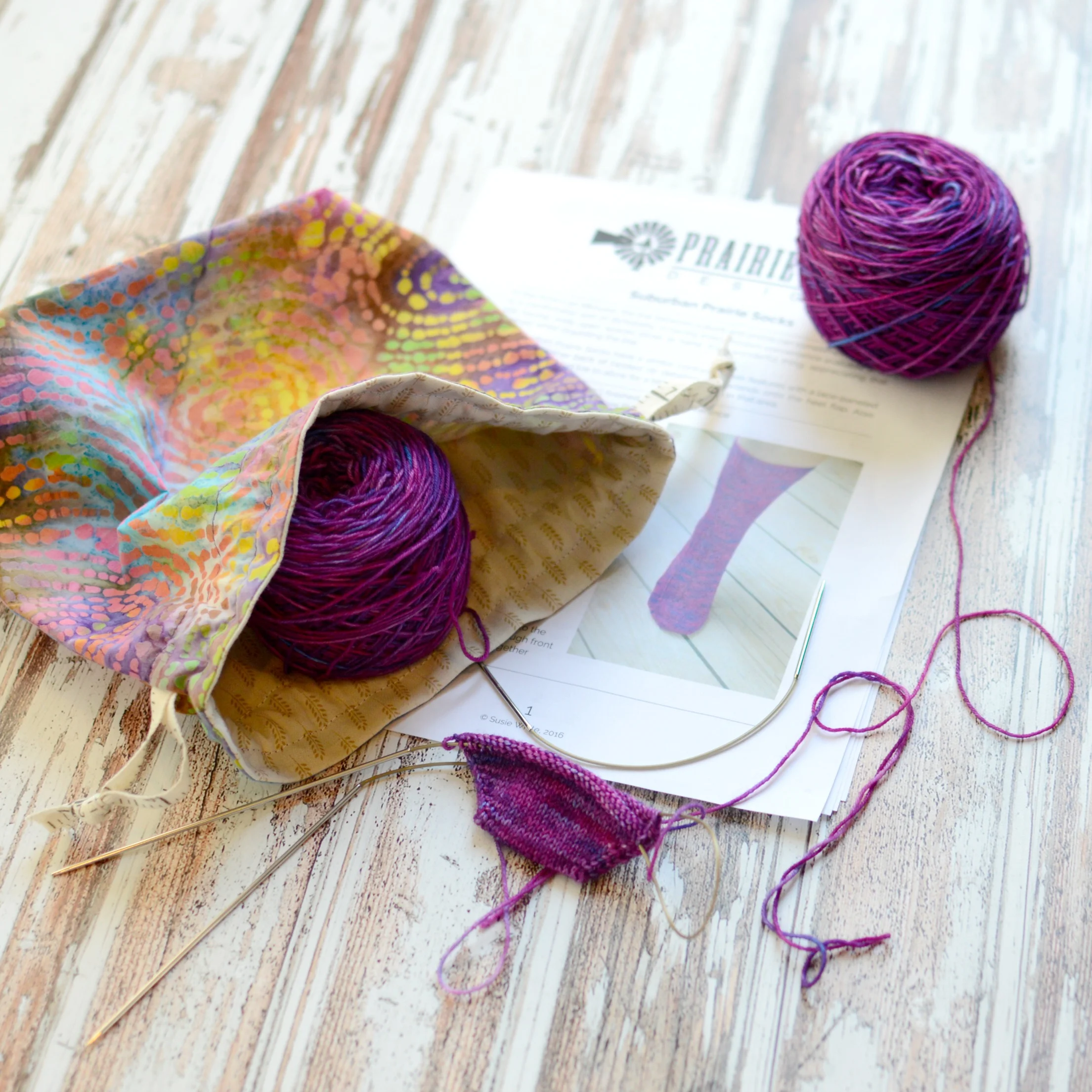Casting on from the Suburban Prairie Kit (Bag by Suburban Stitcher , Pattern is Suburban Prairie Sock by Susie White, Yarn is Girls Night Out from One Twisted Tree)