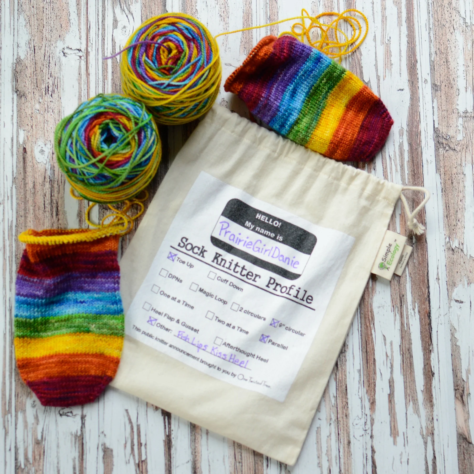  My Sock KNitter Profile Bag and my Lazy Bee Yarns Self Striping which I was against in my early sock knitting days and now happily embrace the STRIPE.