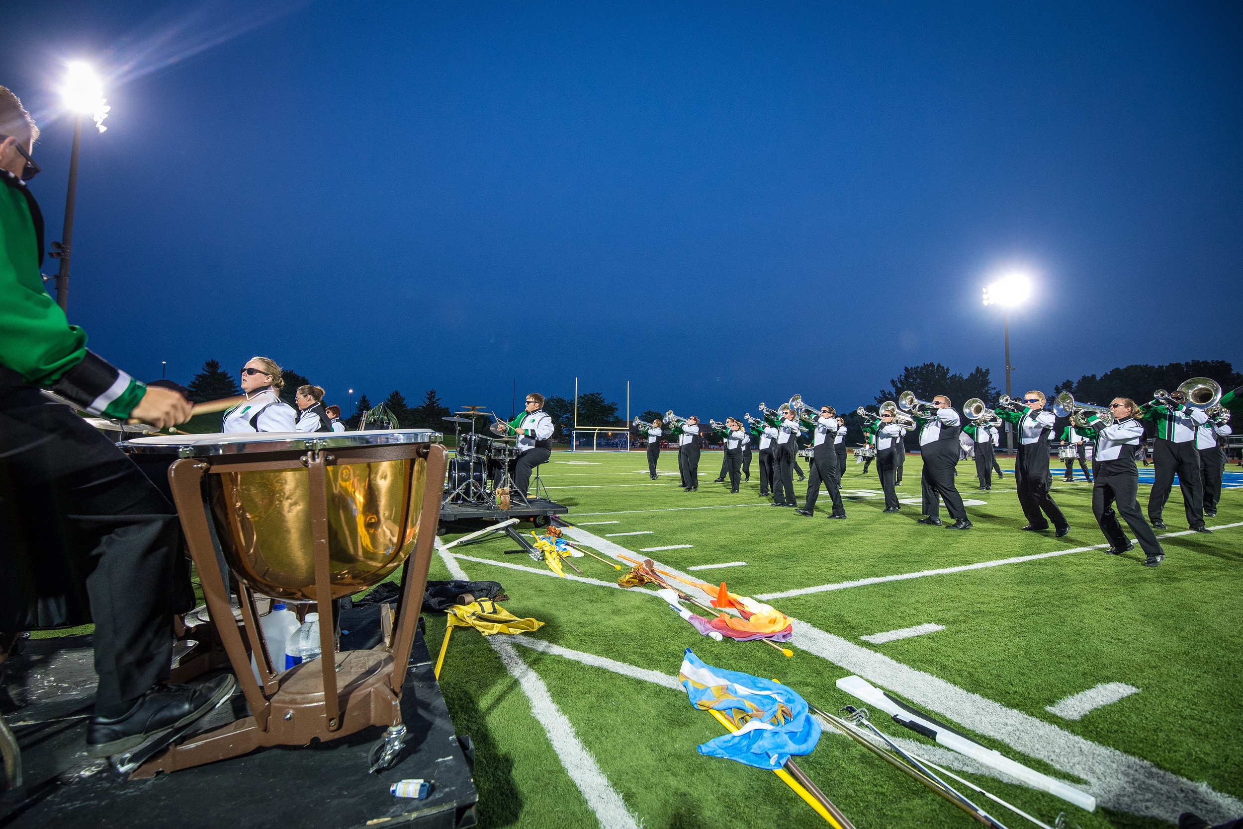 Members of the Govenaires Hornline and Frontline performing the 2015 production "Outlaw" at the Sounds of Minnesota show hosted at St. Thomas Academy in August Photo provided by TwinCitiesMedia.net Full Resolution
