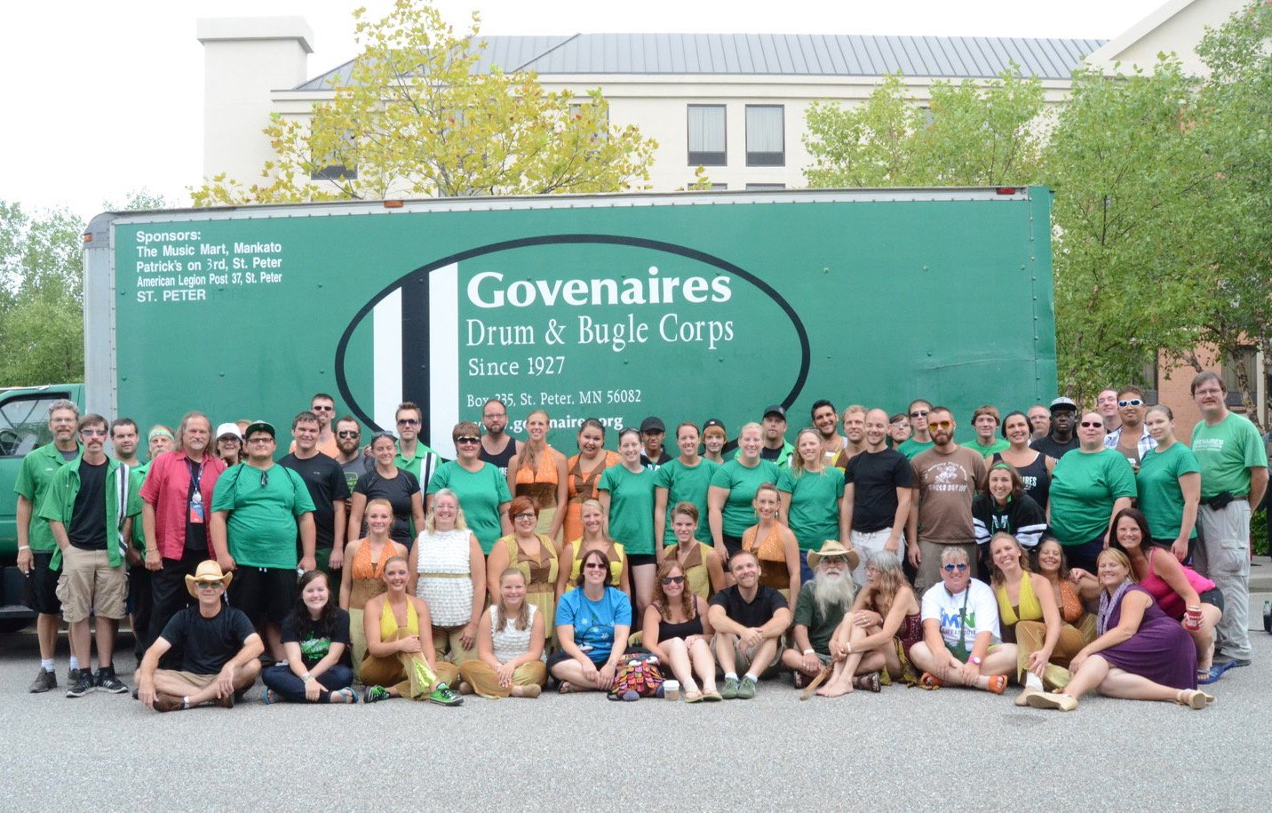  The membership of the 2012 Govenaires Drum and Bugle Corps gathers for a group photo before their final performance at DCA Championships in Annapolis, MD. 