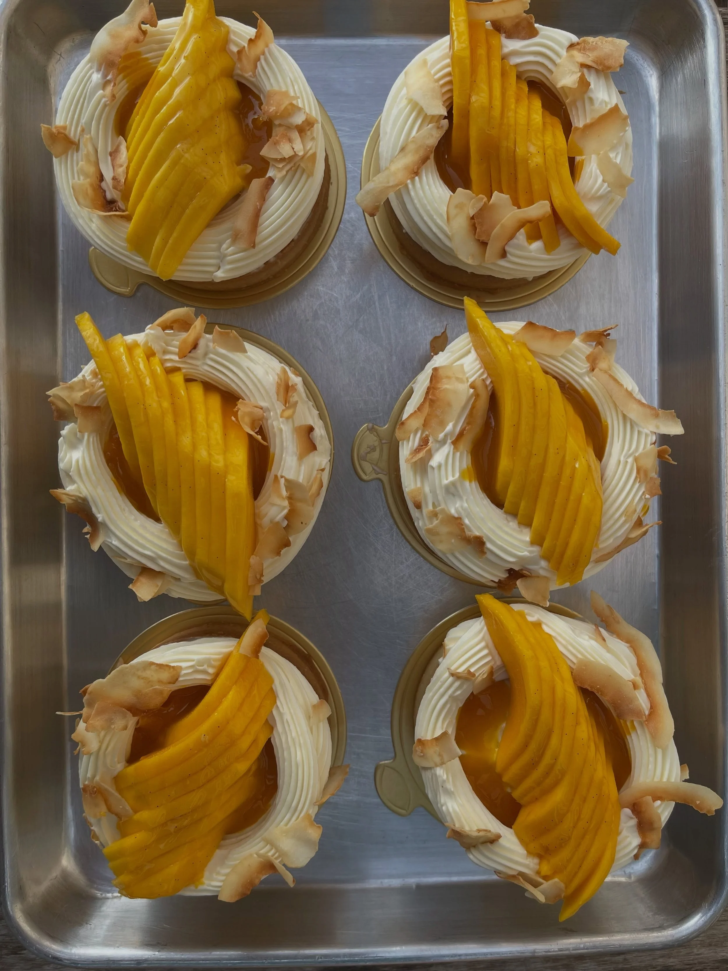 Here&rsquo;s our menu for this holiday:

-mango kalamansi brioche donut
-quiche piquillo peppers goat cheese- slice
-bostock matcha frangi strawberry jam 
-cherry pie - slice 🍒
-savory galette: ratatouille 💥
-corn smoked cheddar scone
-tomato pesto