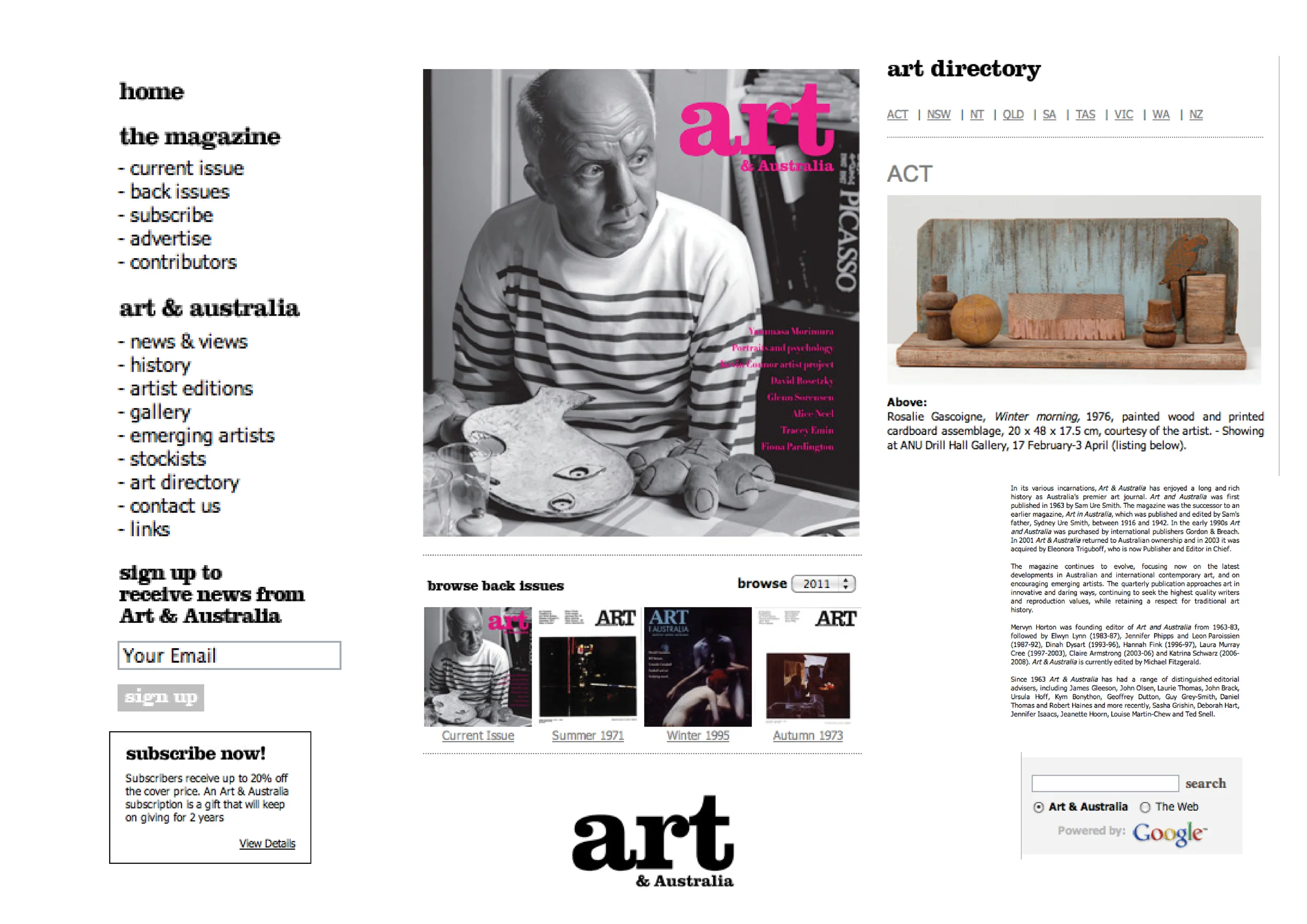 Snippets from artandaustralia.com (2011)