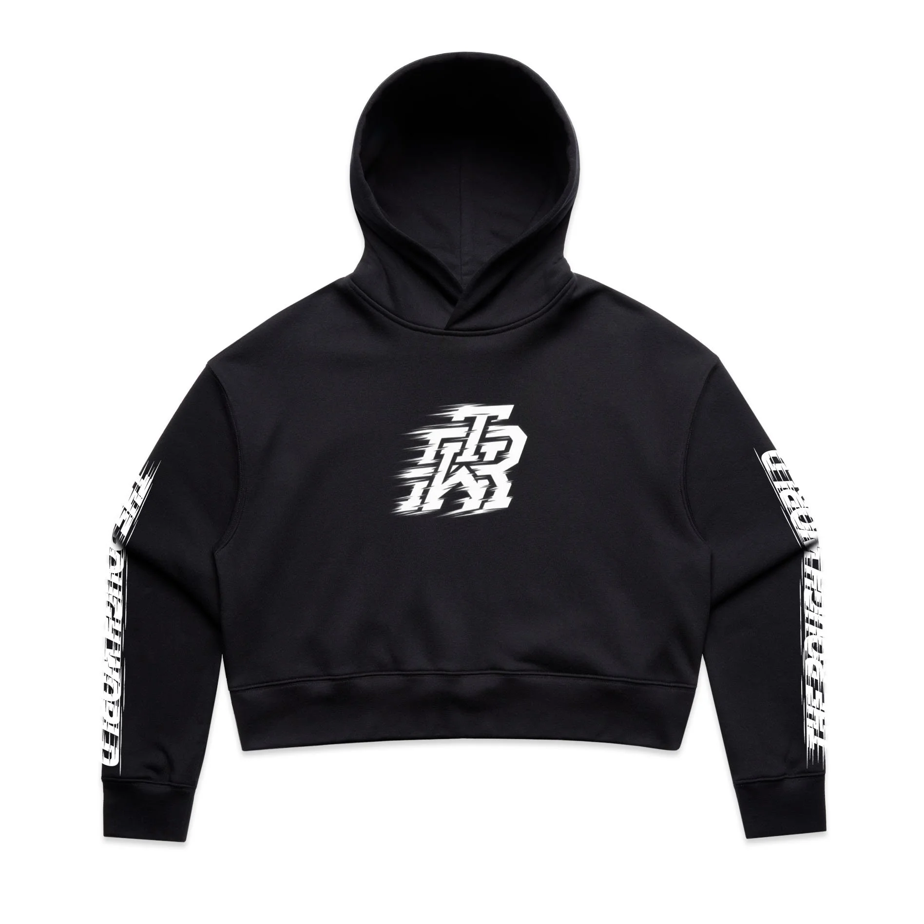 Distorted Crop Hoodie_Front_Black.jpg