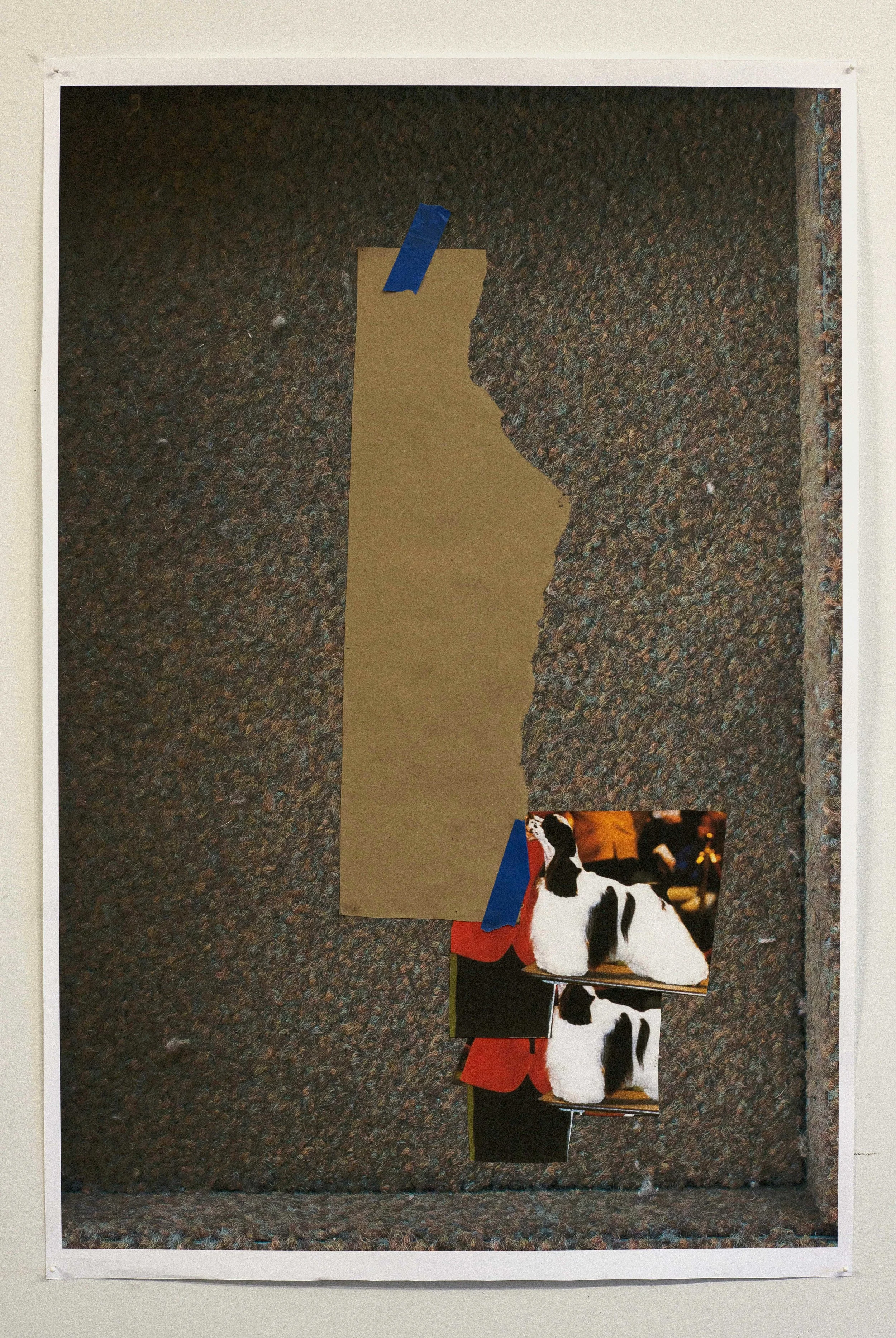 2017 paper collage with reproduced images, kraft paper, and tape
