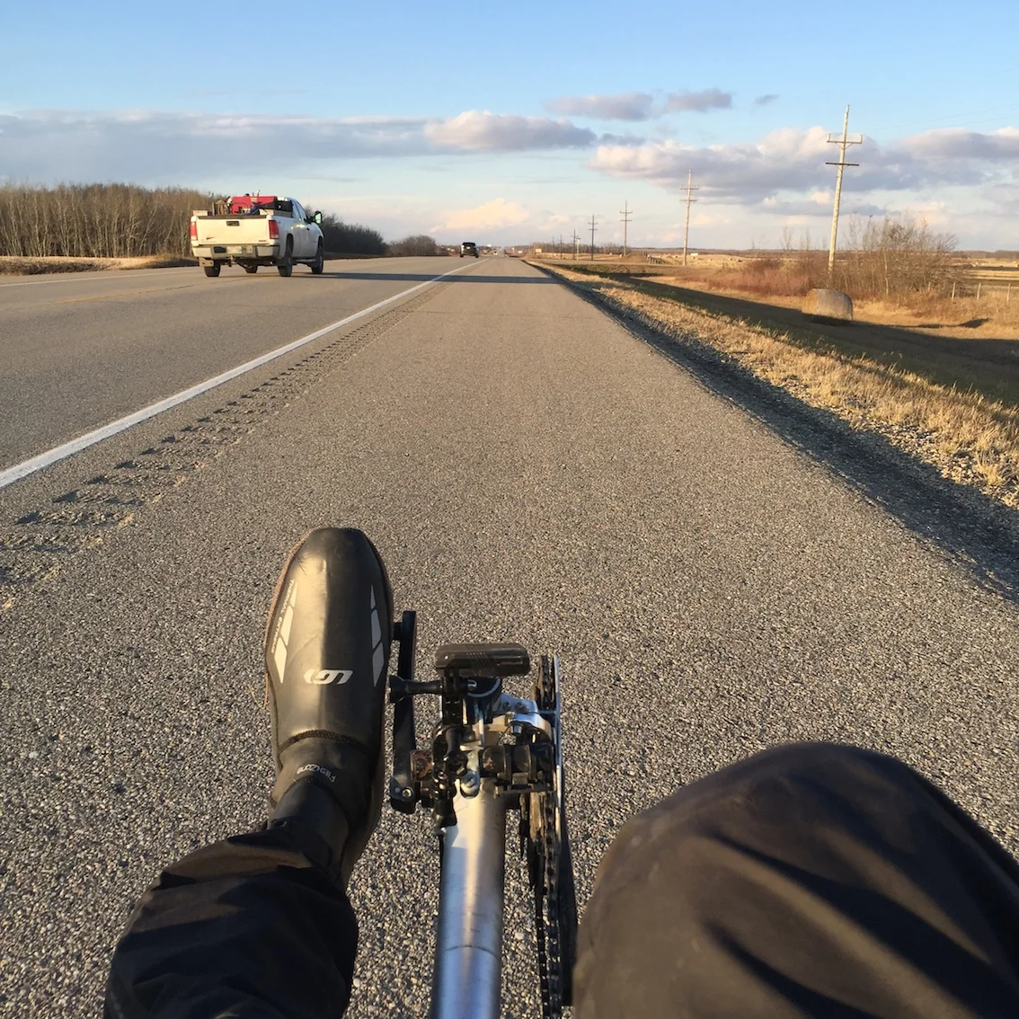 This was a luxurious shoulder, far from the norm on the Yellowhead cycling route.
