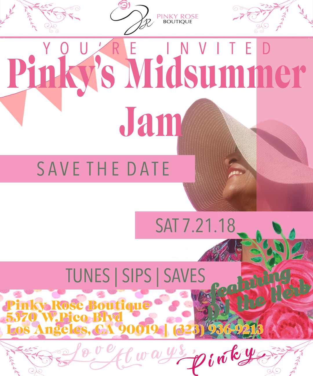 Pinky Rose Boutique Annual Midsummer Jam Email Graphic
