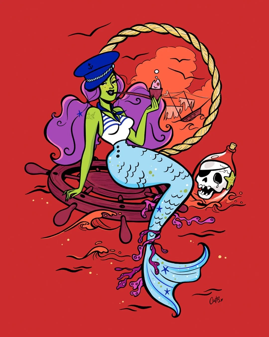 Beware the wicked Siren! I quite enjoy drawing a mischievous lady, dipping into the sea of folklore for inspiration.

I thought it&rsquo;d be fun to pull up this sultry sea maiden to illustrate the passage between Piscean season and Aries season, whe