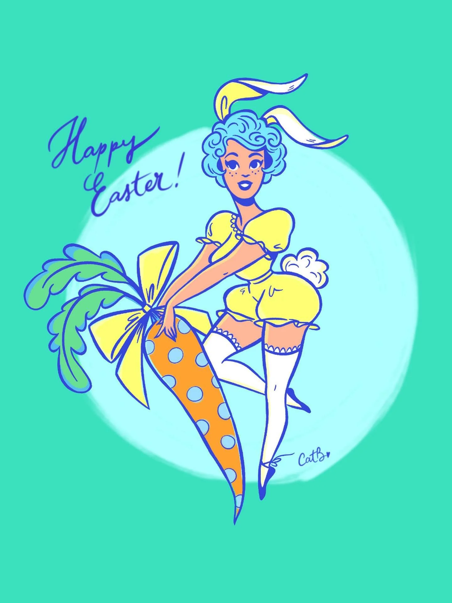 Happy Easter! 🌷I&rsquo;ve had no time to make new art around the theme this year so I&rsquo;m recycling this little springy bunny! 

Did you know we don&rsquo;t have an Easter bunny in France? The flying church bells are the main character, along wi