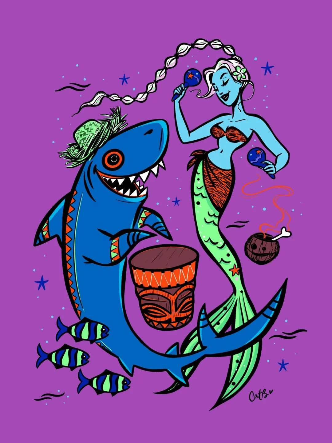 &lsquo;Kāmohoali&rsquo;i&rsquo;s Beats&rsquo; is finally finished! 🦈Inspired by the legend of the shape-shifting Hawaiian shark God Kāmohoali&rsquo;i, and real life diver and conservationist @oceanramsey as my muse for my Mermaid, this is a sister p