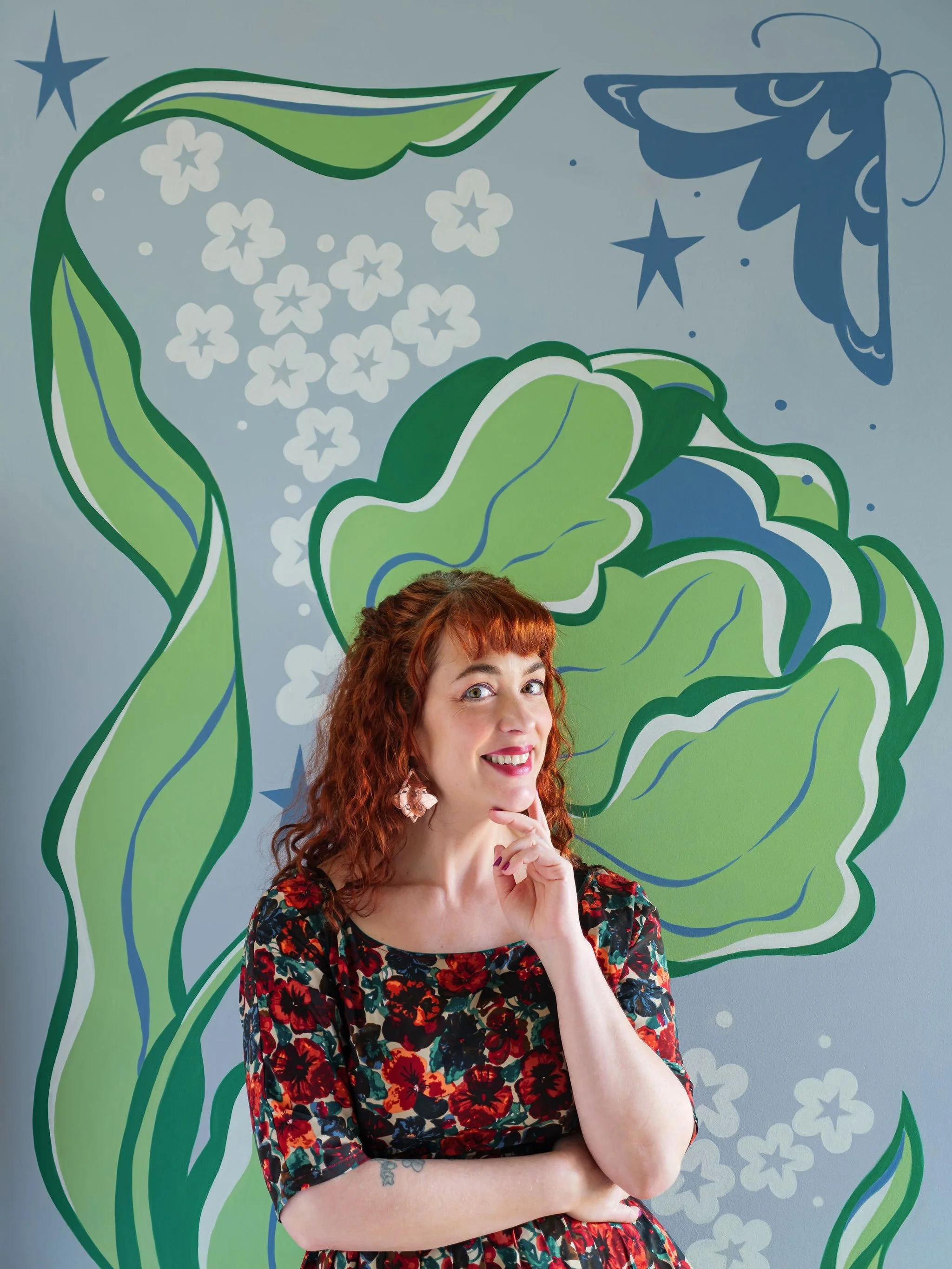 My first steps into wall art deserved a proper photoshoot! &lsquo;Nocturnal Arabesques&rsquo;, the flower, the moth and me. 

It&rsquo;s always such a treat to be captured by @katehansenphotography, and not just because of the fun factor! I adore the