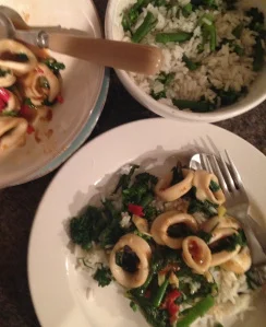 Spicy stir-fried squid